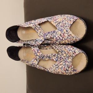Pre-loved BM bernie mev Open Toe Multi Colored  Wedge Heel Shoes Sz 40/8.5